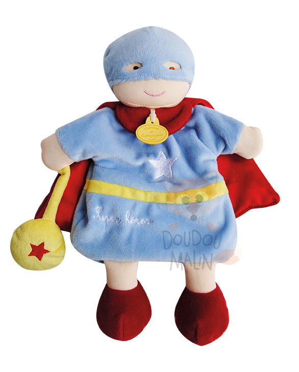  marionnette conte super héros bleu rouge 